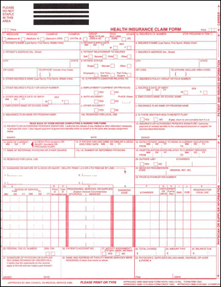 Filing System HCFA Form Laser Bar Code and No Bar Code